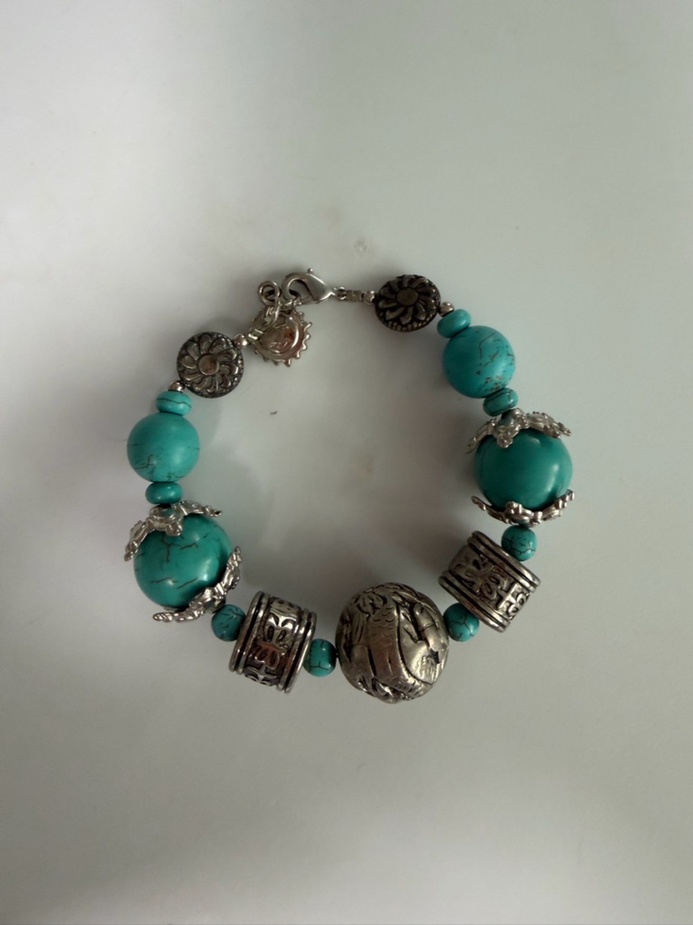 Turquoise Bead & Silver Accent Bracelet - Women Jewelry
